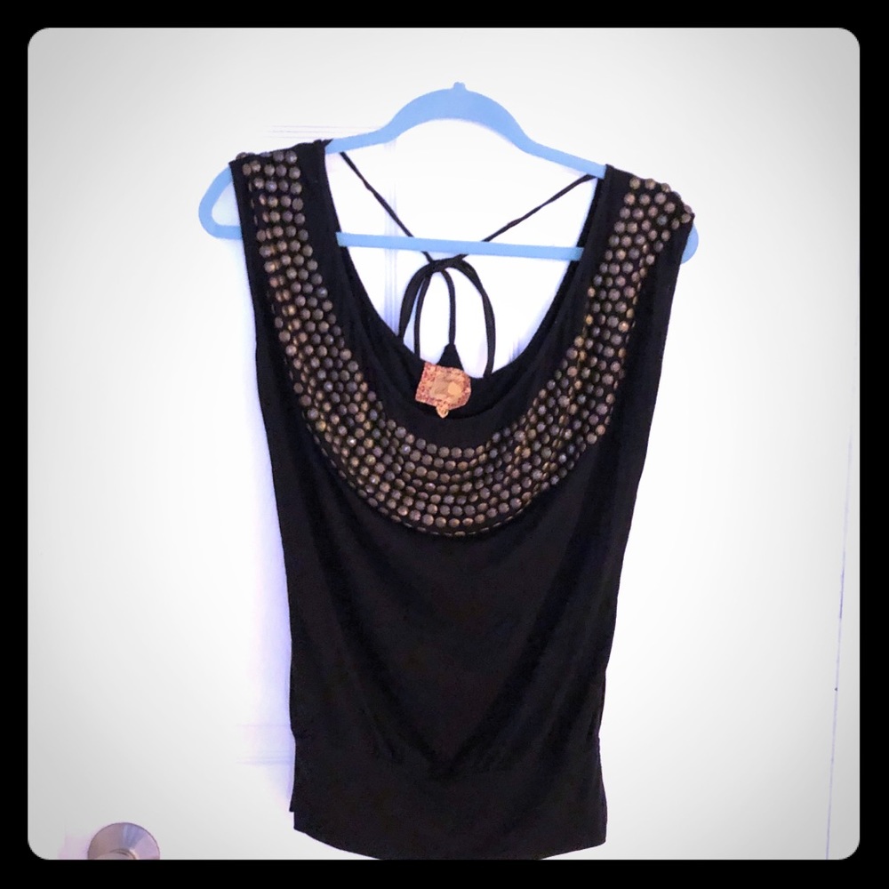 Scarlet Skye Studded Scoop Neck Top